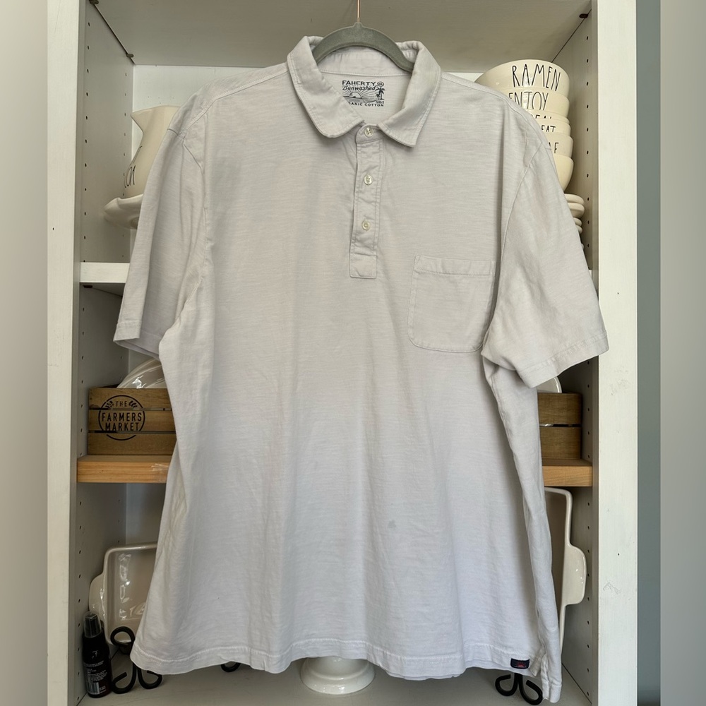 Faherty Organic Cotton Sunwashed Polo XXL Off White